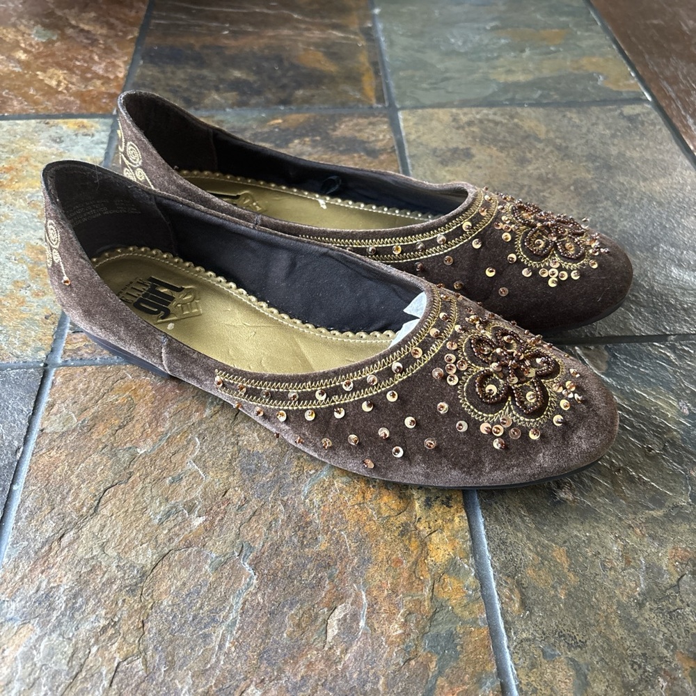 Embellished Brown Flats
